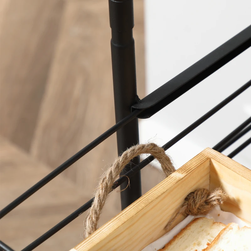 HOMCOM Kitchen Cart with Storage, 16"W Slim Rolling Cart, 4 Tier Kitchen Shelves on Wheels with Side Racks, 2 Basket for Fruit Vegetable, Utility Cart for Narrow Space, Laundry, Rustic Brown