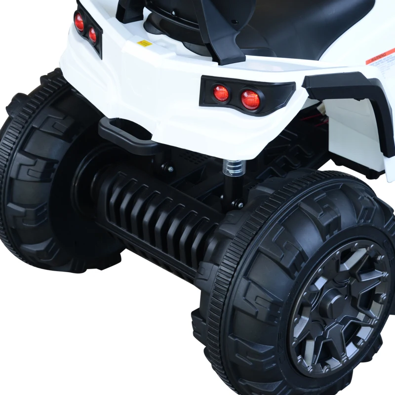 Aosom 12V Kids ATV Ride-on Four Wheeler Car with Bluetooth MP3 Real Working Headlights, Music/Radio Player, & Smooth Suspension, White