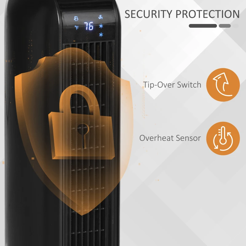 HOMCOM 1500W Ceramic Space Heater, 2-In-1 Oscillating Portable Heater with Three Heating Modes(High, Low, Fan), Timer, Remote Control, for Indoor Use, Black