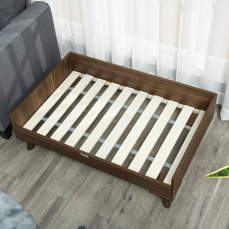 PawHut Elevated Dog Bed with Soft Sponge Cushion, Modern Wood Dog Bed, High and Upraised off of Durable Steel Legs, Coffee Bean, Jet Black