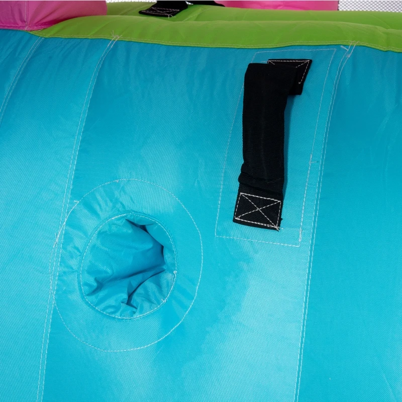 Outsunny 5-in-1 Water Slide Kids Inflatable Bounce House Narwhals Theme Water Park Includes Slide Trampoline Pool Cannon Climbing Wall with Carry Bag, Repair Patches without Air Blower