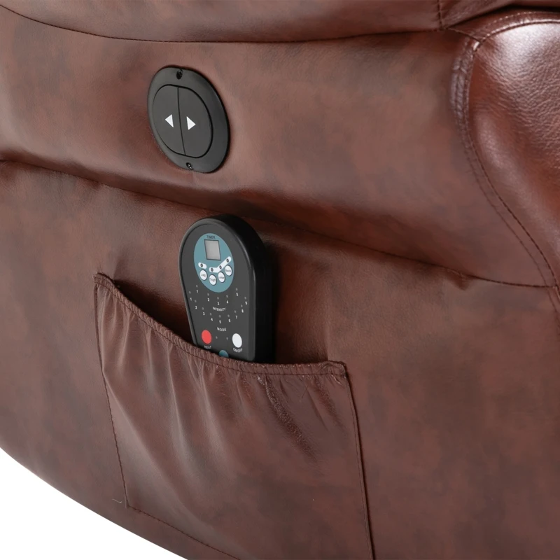 HOMCOM Vibration Massage Recliner Chair for Living Room with Heat,   Single Sofa, PU Leather Power Reclining Chair, Home Theater Seating with Footrest, Brown