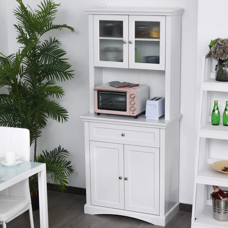 HOMCOM 71" Traditional Large Kitchen Pantry Cabinet Freestanding,White