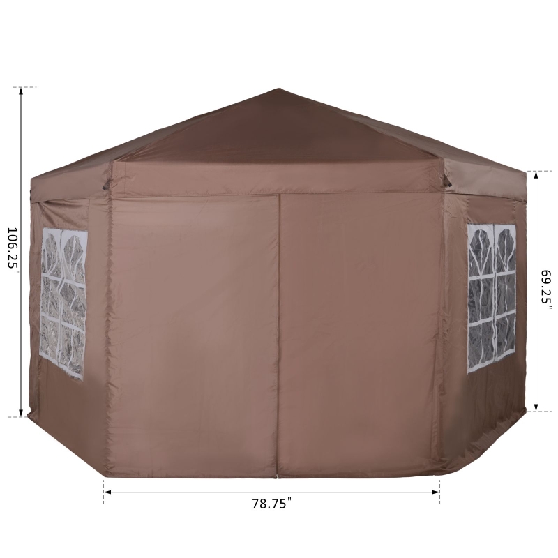 Outsunny Portable Pop-up Gazebo 6 Sided Height Adjustable Folding Screen Tent with Carrying Bag for Outdoor Wedding Party Brown | Aosom Canada