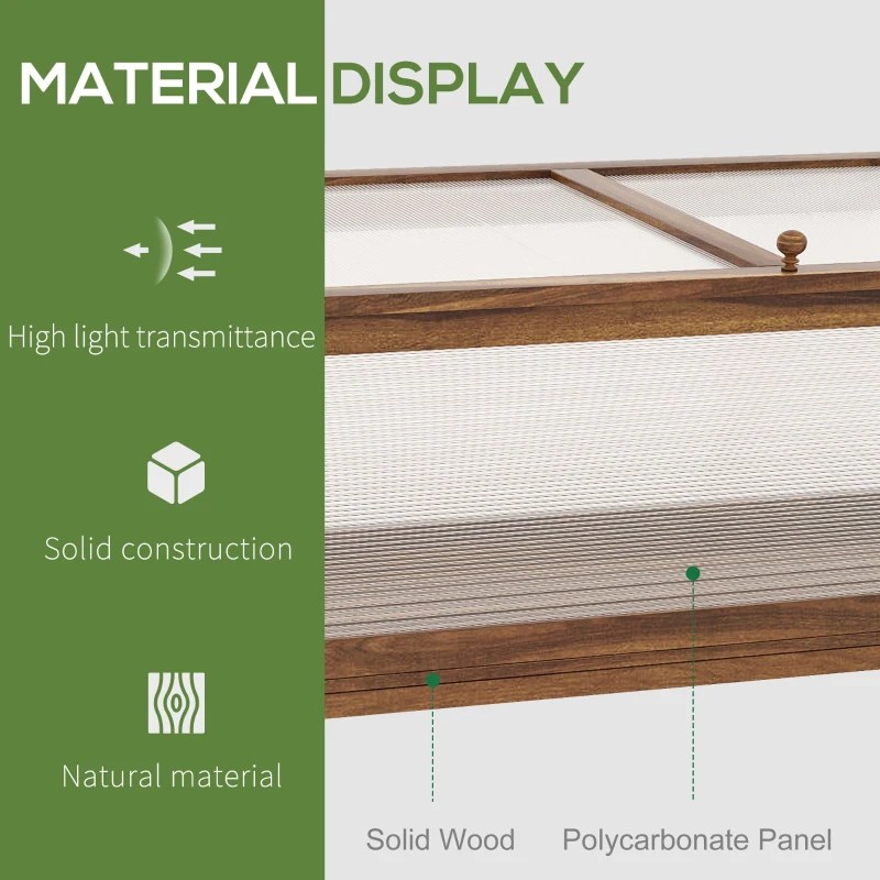 Outsunny Wooden Cold Frame Greenhouse, Garden Portable Raised Planter with Bottom Shelf for Outdoor Indoor Use, Brown