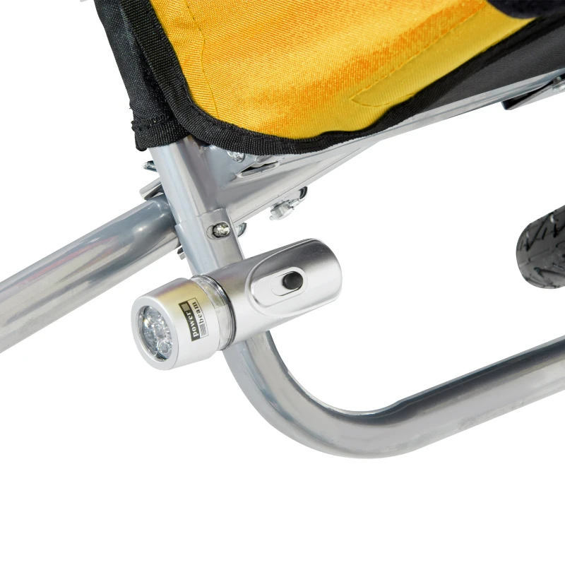 Aosom Elite 360 Swivel Double Child Two-Wheel Bicycle Cargo Trailer With 2 Security Harnesses - Yellow / Black