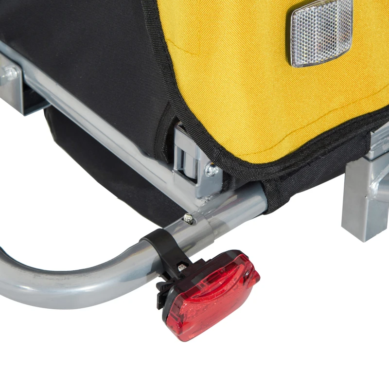 Aosom Elite 360 Swivel Double Child Two-Wheel Bicycle Cargo Trailer With 2 Security Harnesses - Yellow / Black