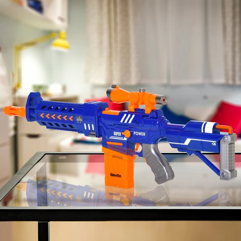 Qaba Automatic Soft Bullet Toy Foam Blaster with 20 EVA Foam Darts and Target Board Game for Boys & Girls 8-12 Years Old