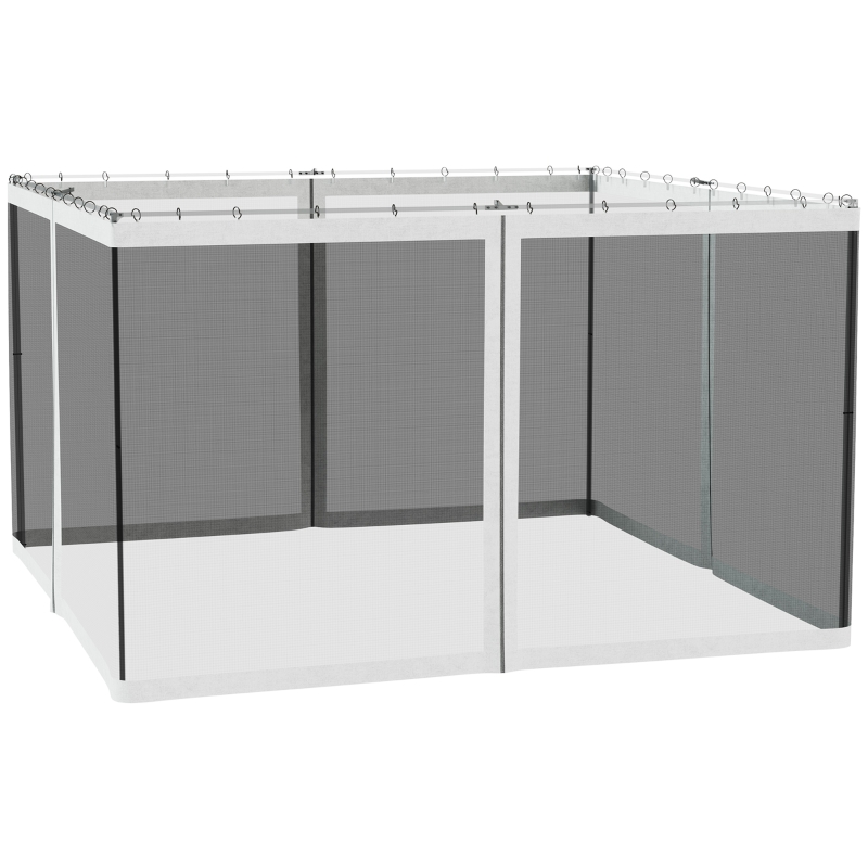 Outsunny Universal Replacement Mesh Sidewall Netting for 10' x 12' Gazebos and Canopy Tents with Zippers, (Sidewall Only) White