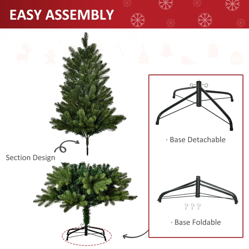 HOMCOM 4FT Artificial Christmas Tree Holiday Home Xmas Decoration Automatic Open, Green