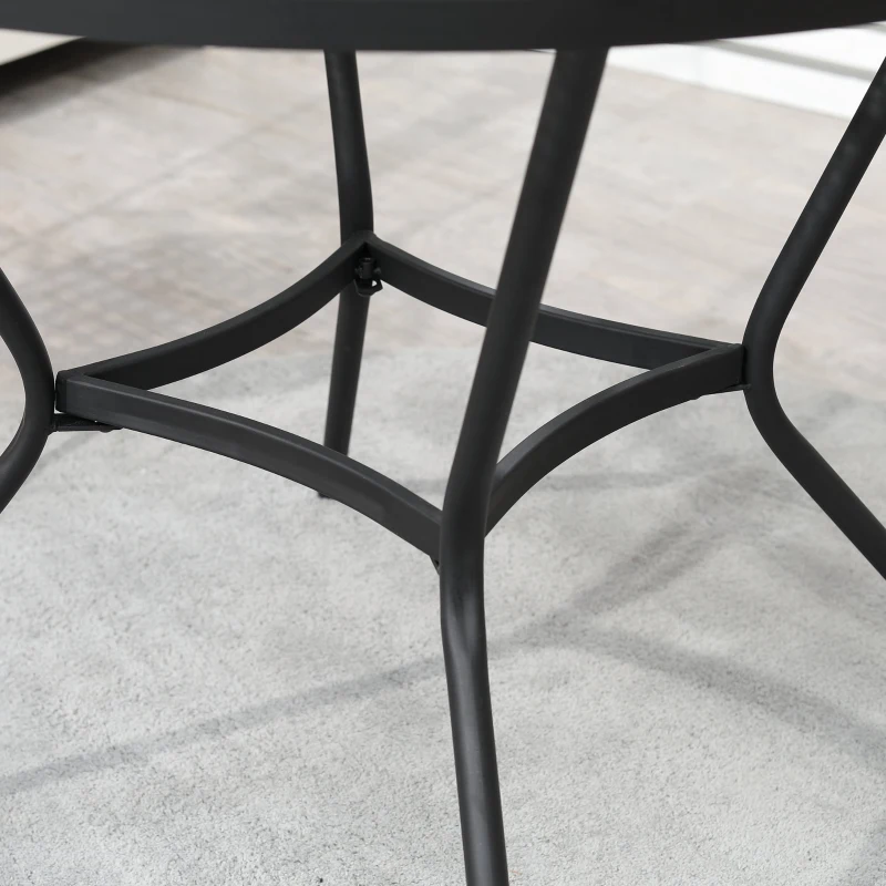 Outsunny 35" Round Outdoor Dining Table, Steel with Wire Mesh Top, Perfect for Patio, Garden, Backyard Gatherings