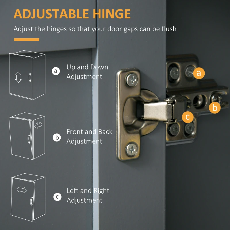 HOMCOM Modern 58" Kitchen Buffet with Hutch, Microwave Cabinet with Drawer and Storage Cupboard, Grey