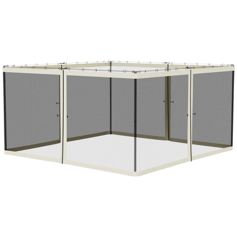 Outsunny 13x13 Gazebo Netting Mosquito Netting Screen with Zippers, Black Rings, High-Quality Polyester, Washable, Black