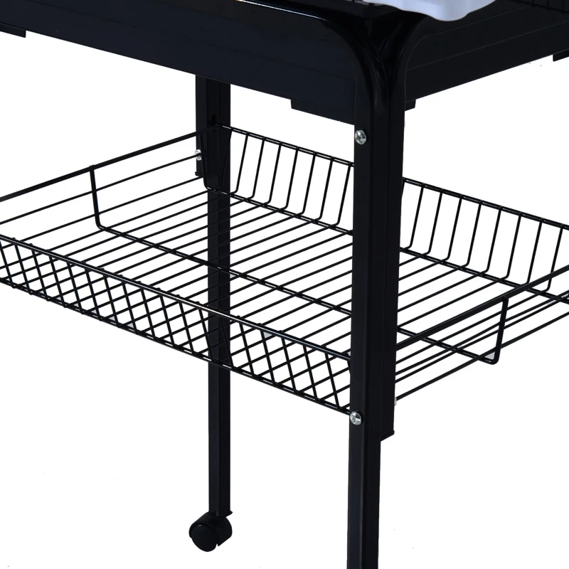 PawHut 60" Rolling Bird Cage Cockatoo House Play Top Finch Pet Supply with Wheels Black