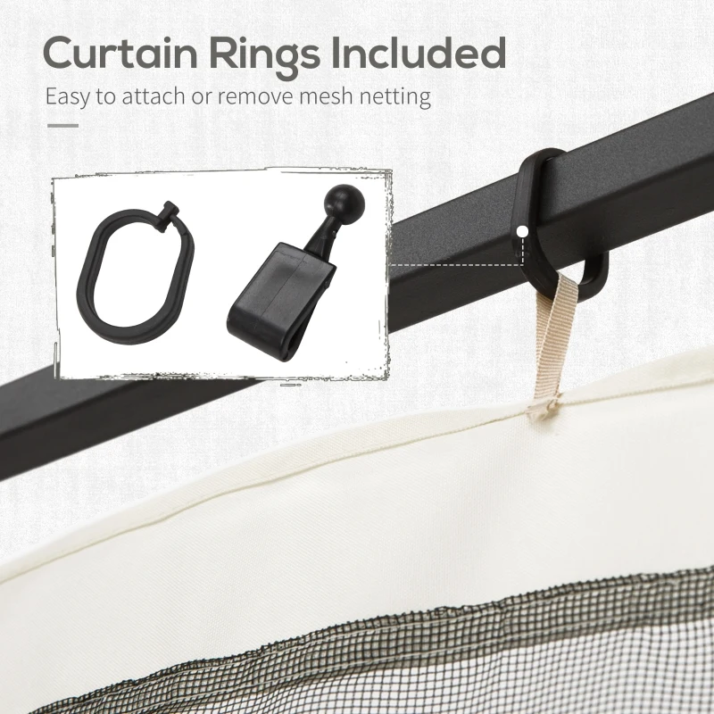 Outsunny 13x13 Gazebo Netting Mosquito Netting Screen with Zippers, Black Rings, High-Quality Polyester, Washable, Black