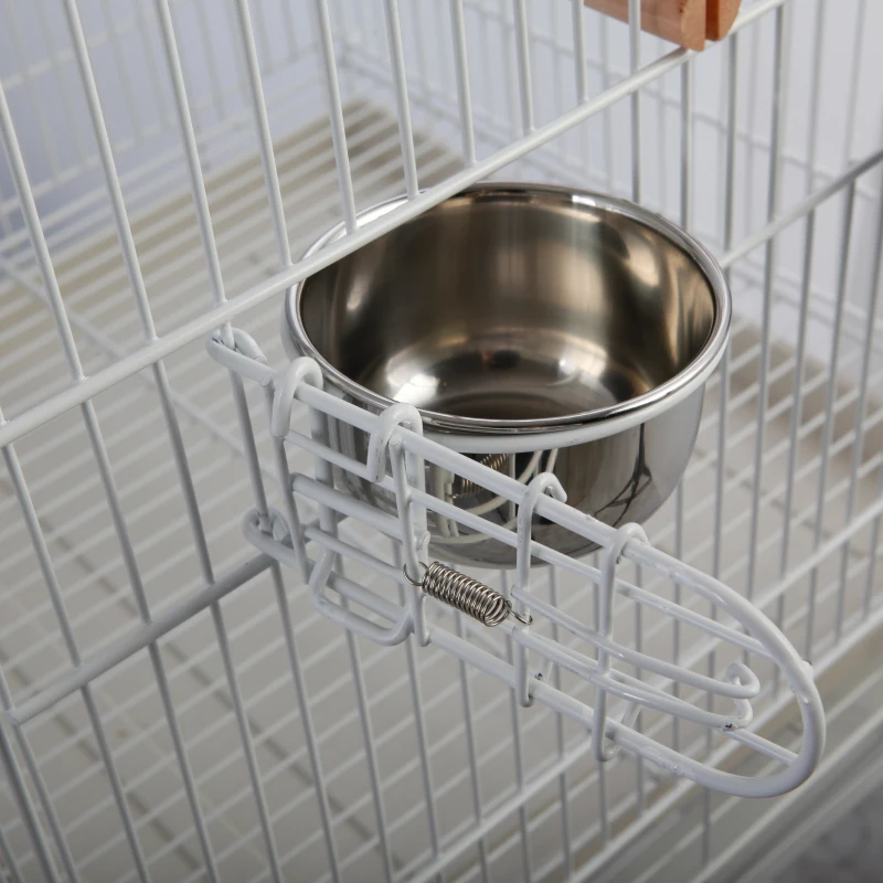 PawHut Play Open Top Bird Cage 60" Budgie Cage for Finches, Canaries with Rolling Stand, Removable Tray, Perches, Storage Shelf White, 21.3" x 21.3"