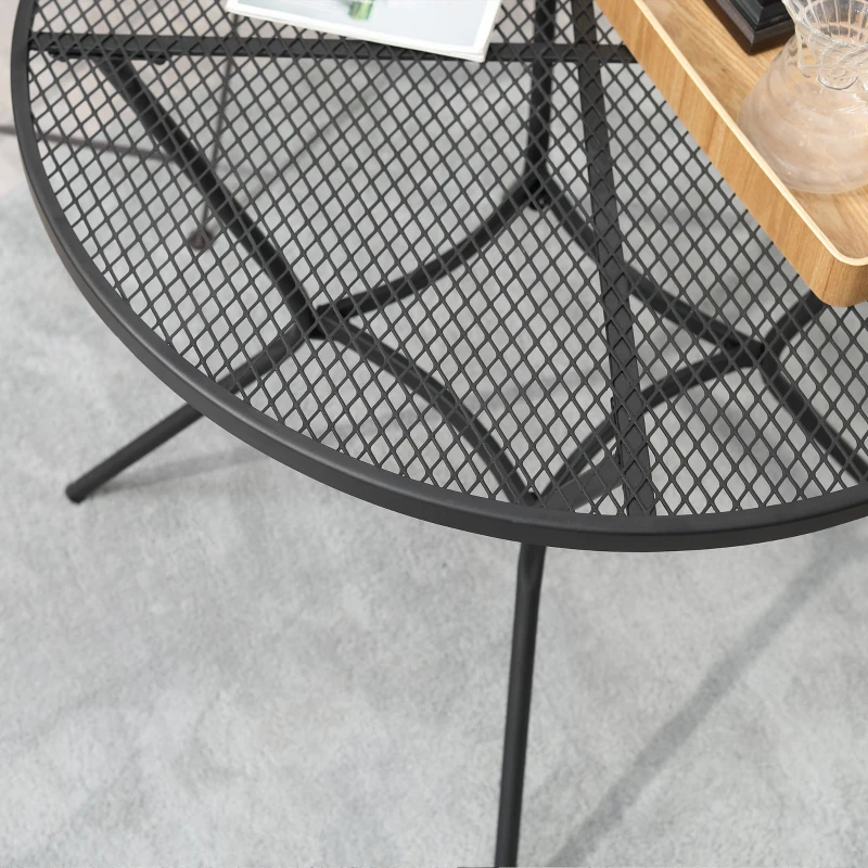 Outsunny 35" Round Outdoor Dining Table, Steel with Wire Mesh Top, Perfect for Patio, Garden, Backyard Gatherings