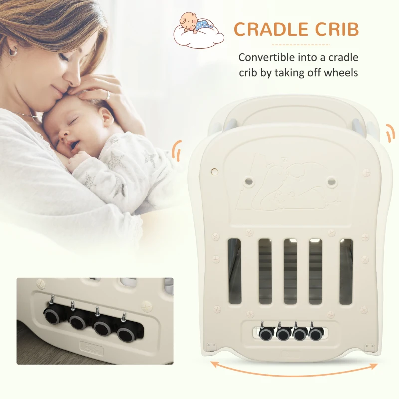 Qaba 3-in-1 Convertible Baby Crib Bedside Sleeper Bassinet with Storage Area, 4 Detachable Lockable Wheels, Mattress, Blue