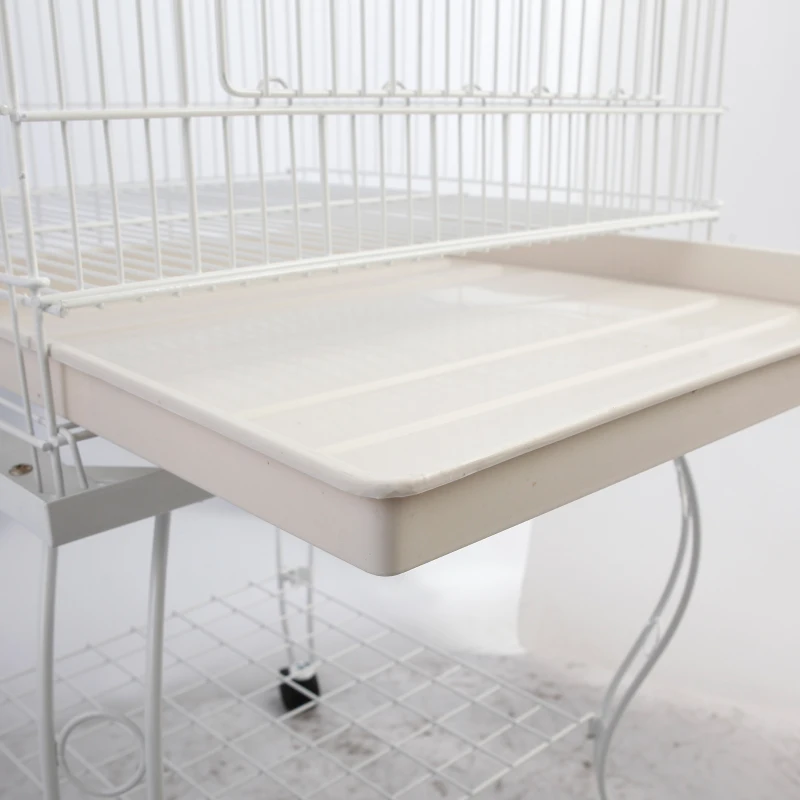 PawHut Play Open Top Bird Cage 60" Budgie Cage for Finches, Canaries with Rolling Stand, Removable Tray, Perches, Storage Shelf White, 21.3" x 21.3"