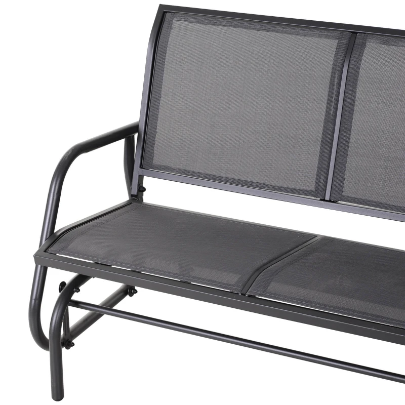 Outsunny 2-Person Outdoor Glider Bench Patio Double Swing Rocking Chair Loveseat w/Power Coated Steel Frame for Backyard Garden Porch, Grey