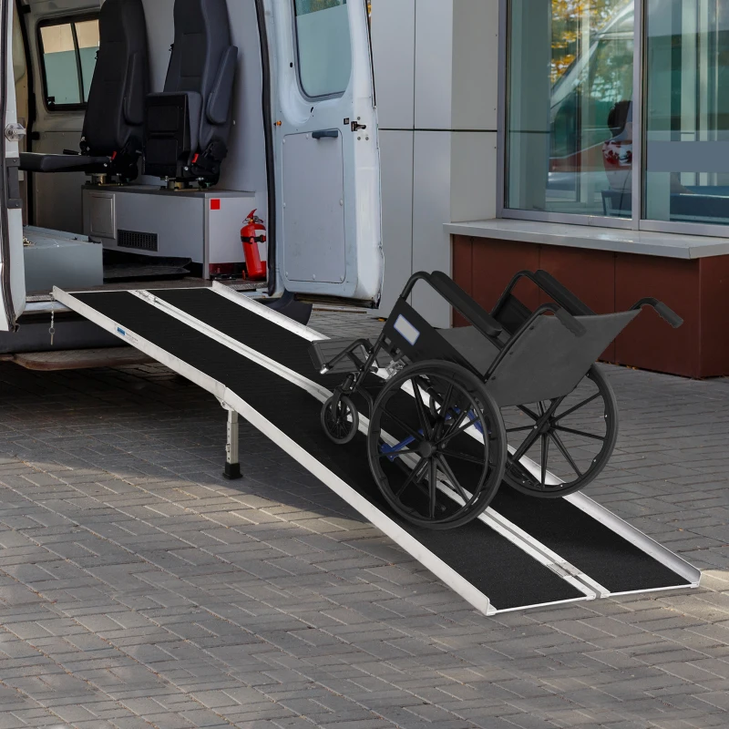 HomCom 10' Portable Traveling Convenient Mobility Ramp Carpeted Aluminum Side Walls Folding