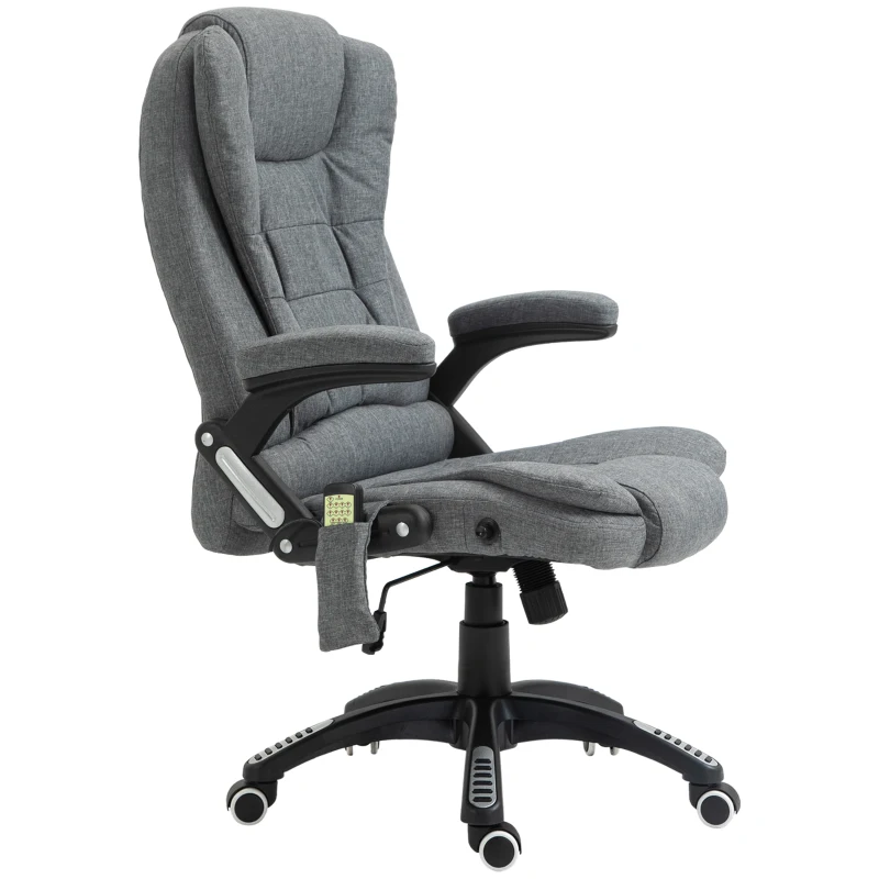 Vinsetto 6 Vibrating Massage Office Chair, 5 Modes High Back Executive Heated Chair with Reclining Backrest Padded Armrest, Deep Grey