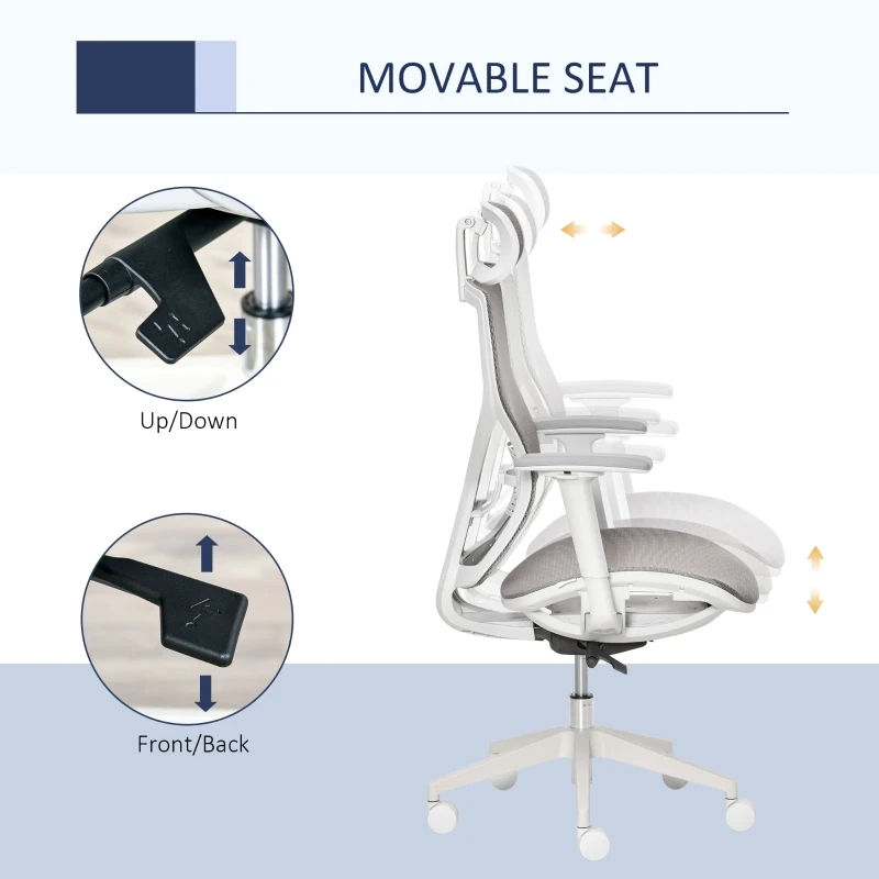 Vinsetto Adjustable Ergonomic Office Chair w/ 360° Swivel Base, 5 Star Wheels, Mesh Back