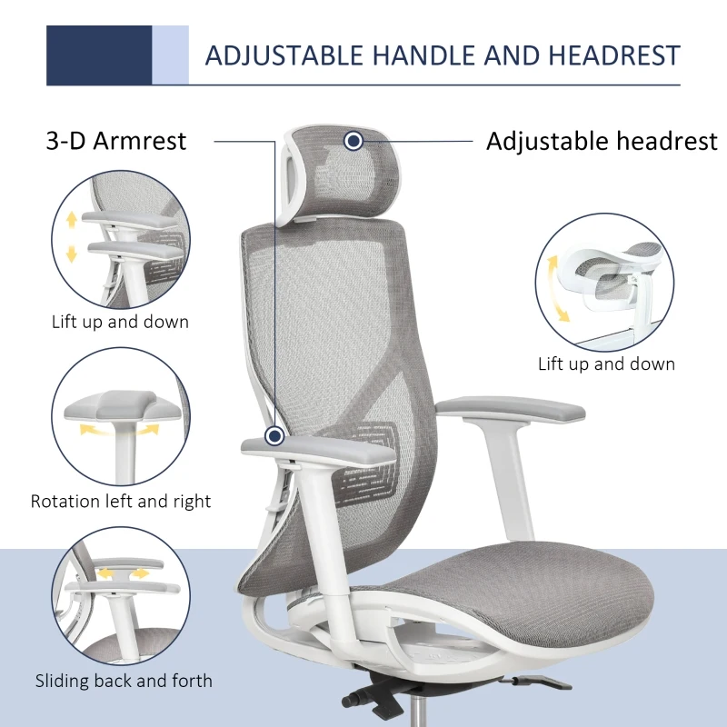 Vinsetto Adjustable Ergonomic Office Chair w/ 360° Swivel Base, 5 Star Wheels, Mesh Back
