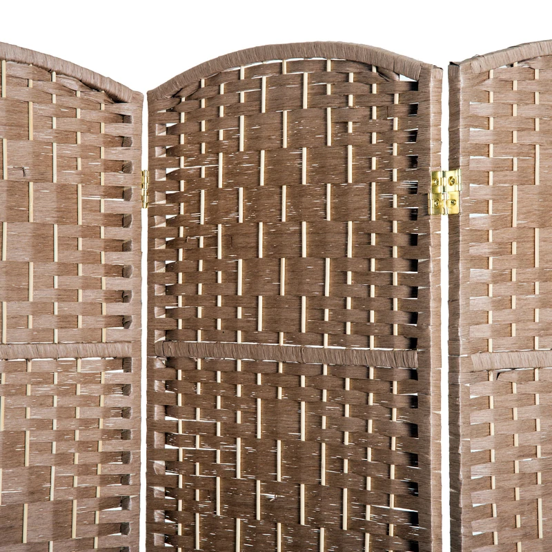 HOMCOM 6' Tall Wicker Weave 3 Panel Room Divider Wall Divider, Natural Wood