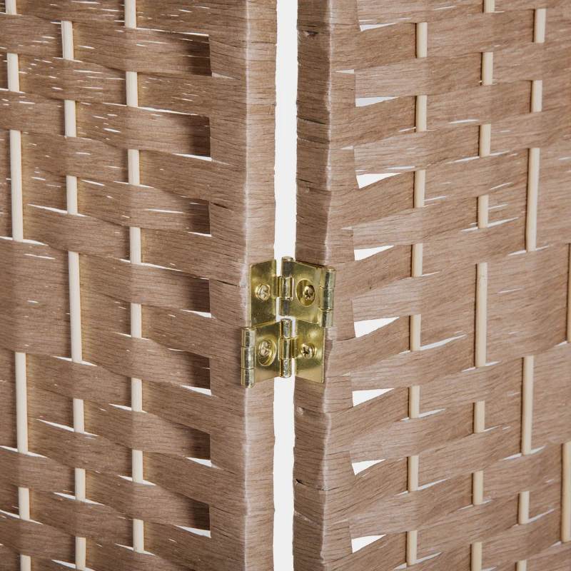 HOMCOM 6' Tall Wicker Weave 3 Panel Room Divider Wall Divider, Natural Wood
