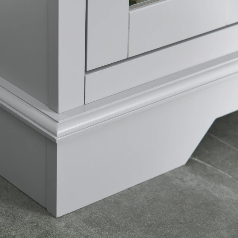 HOMCOM Sideboard Buffet Cabinet with Storage, Kitchen Cabinet Coffee Bar Cabinet with Glass Doors for Living Room, Kitchen, Grey
