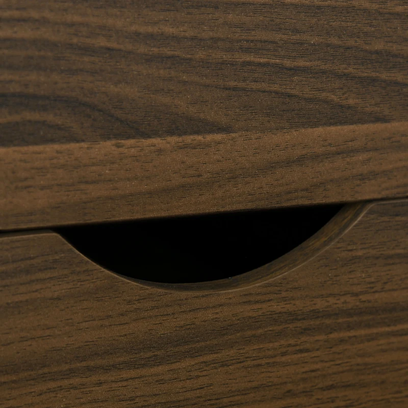 HOMCOM 3 Drawer Mobile File Cabinet with Wheels, Wood Filing Cabinet for Home Office, Rolling Under Desk Cabinet, Brown Wood Grain