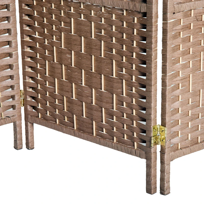 HOMCOM 6' Tall Wicker Weave 3 Panel Room Divider Wall Divider, Natural Wood