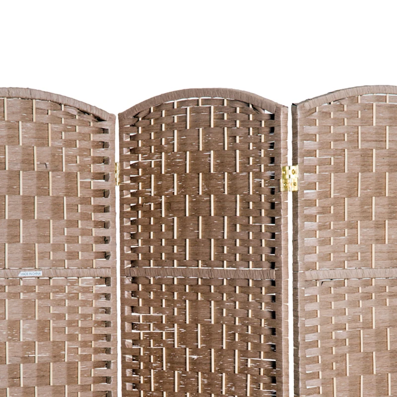 HOMCOM 6' Tall Wicker Weave 3 Panel Room Divider Wall Divider, Natural Wood