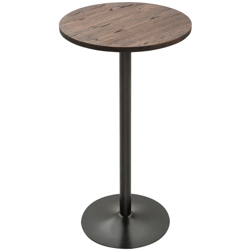 HOMCOM 42" H Bar Height Round Bar Table, Rustic Industrial Pub Table, Elm Wood Top Bistro Table with Metal Base