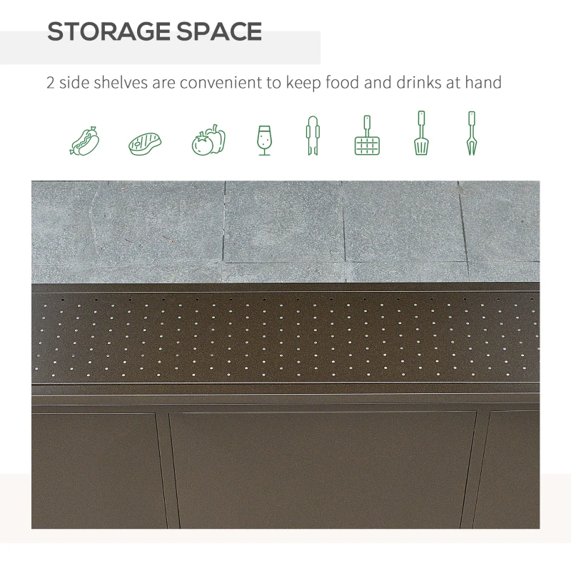 Outsunny 8' x 5' Hardtop Grill Gazebo, Aluminium BBQ Canopy Gazebo, Outdoor Canopy with Side Shelves & Double Roof for Great Ventilation