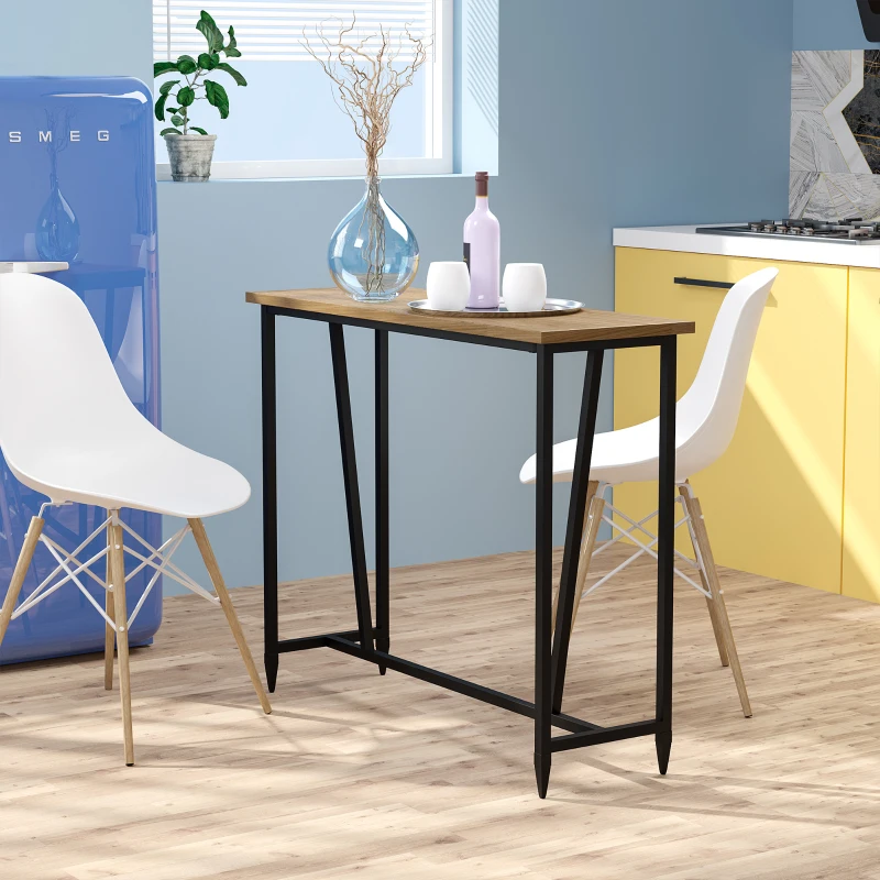 HOMCOM 47.75 Inch Bar Table with Metal Legs, Rustic Industrial Pub Table with Large Tabletop for Home Bar, Kitchen or Dining Room, Brown