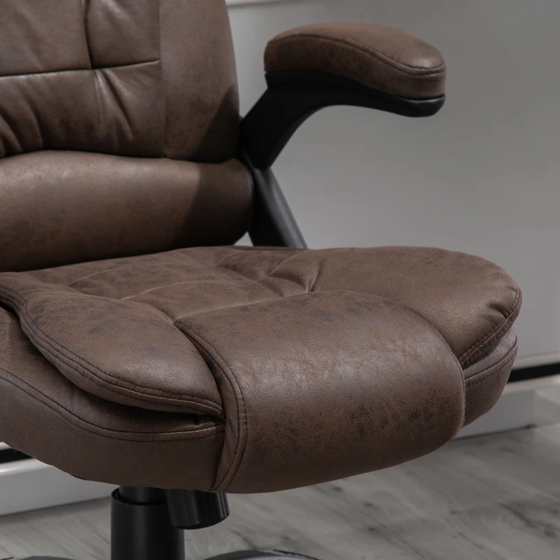 Vinsetto 6 Point Vibration Massage Office Chair with Heat, High Back Executive Office Chair with Padded Armrests, Microfiber Reclining Computer Chair, Coffee