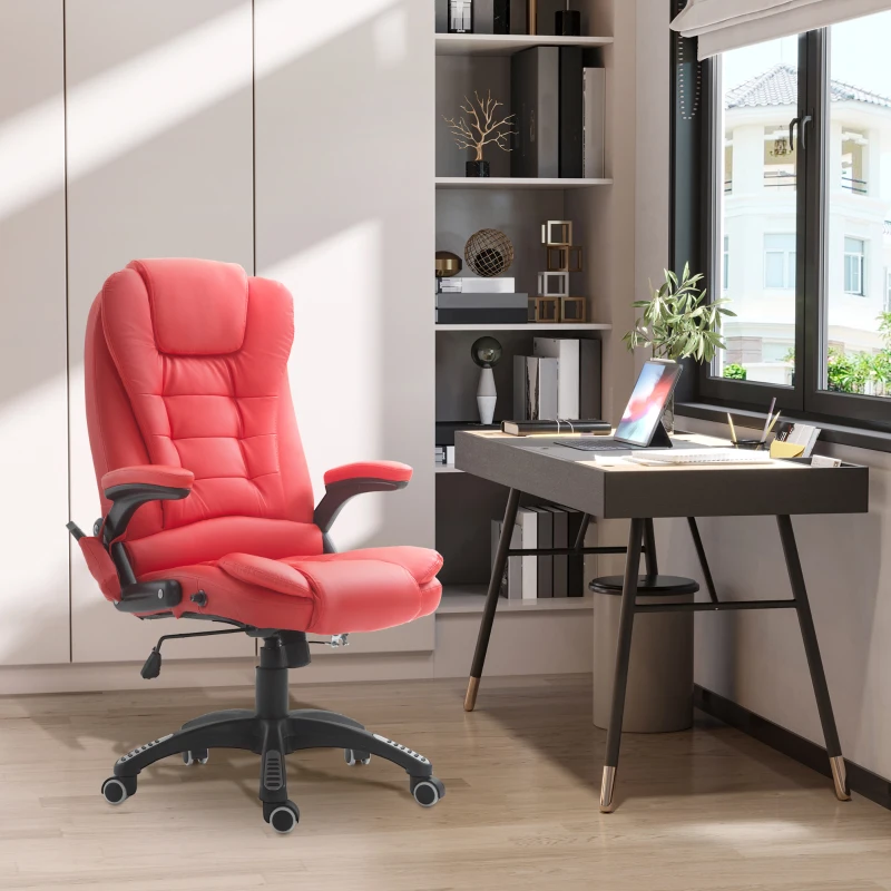 HOMCOM Home Office Computer Desk Massage Chair Executive Ergonomic Heated Vibrating, Red
