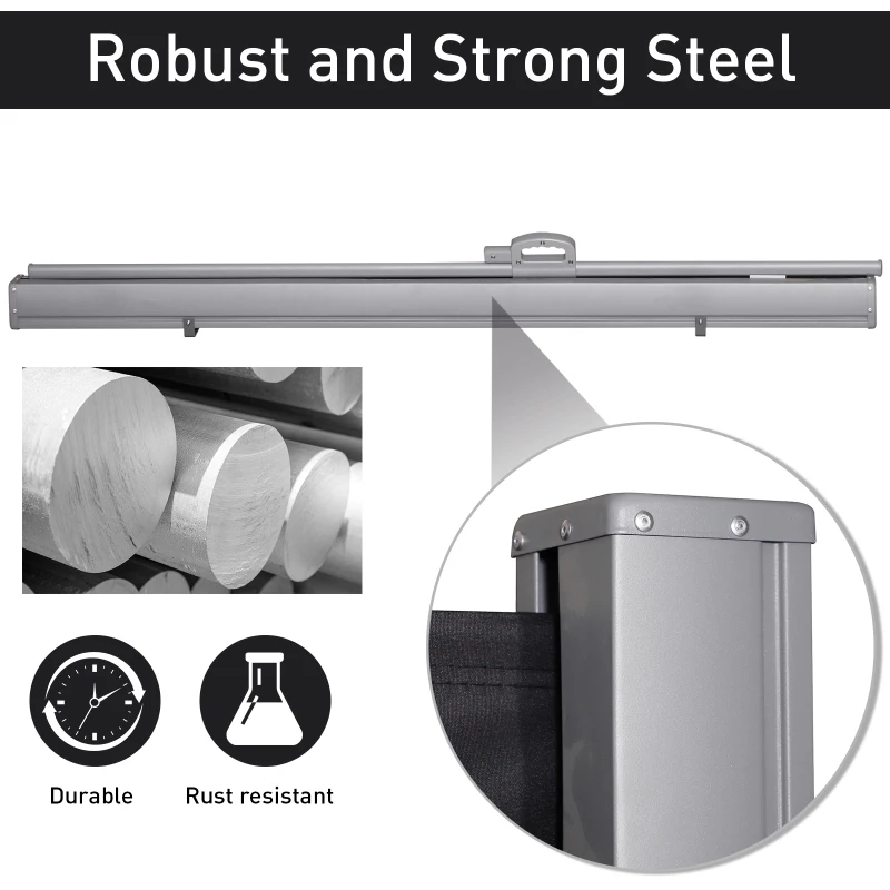 Outsunny 118" x 63" Retractable Side Awning Patio Outdoor Folding Privacy Screen with Resistance to UV Rays & Wind, Black