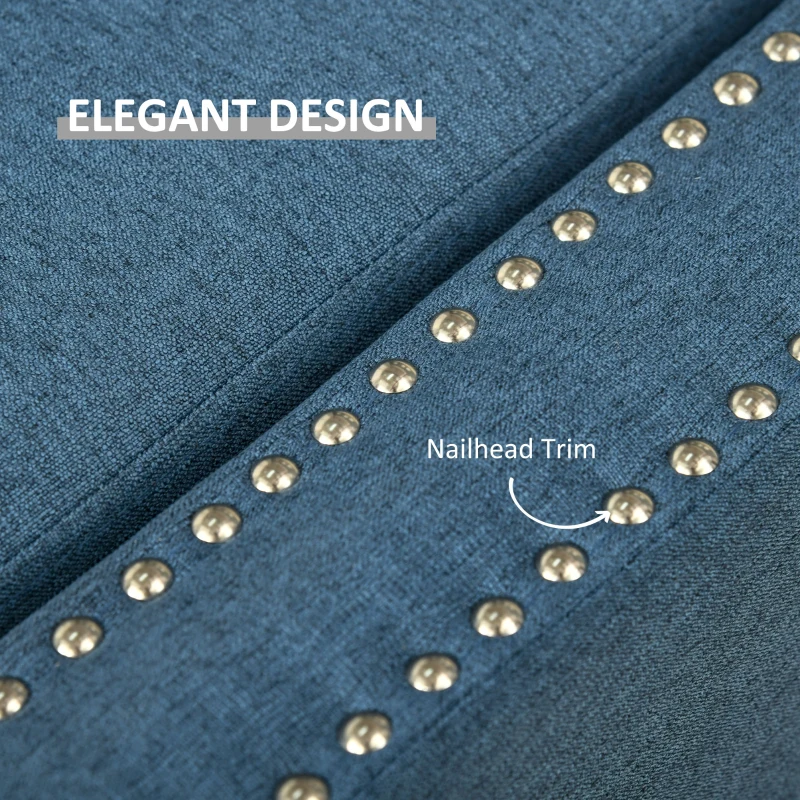 HOMCOM Upholstered Flip Top Storage Bench Fabric Ottoman for Bedroom, Living room, Blue