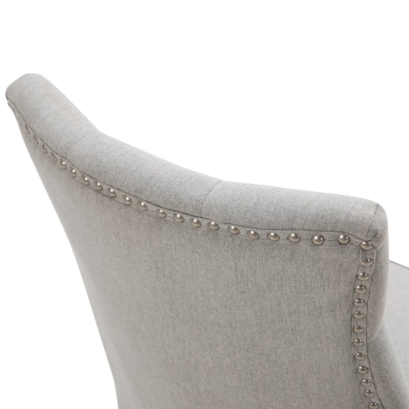 HOMCOM 2 Piece Fabric Dining Chairs Set of 2, Leisure Padded Accent Chair with Armrest, Solid Wooden Legs, Light Grey