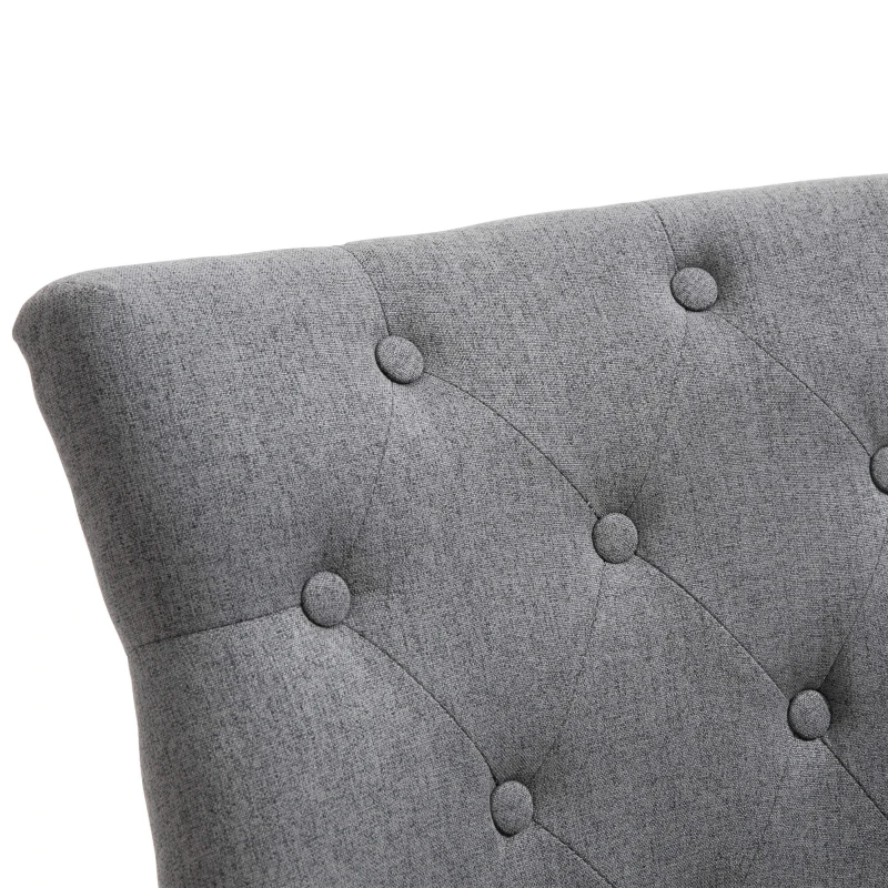 HOMCOM 2 Piece Fabric Dining Chairs Set of 2, Leisure Padded Accent Chair with Armrest, Solid Wooden Legs, Dark Grey