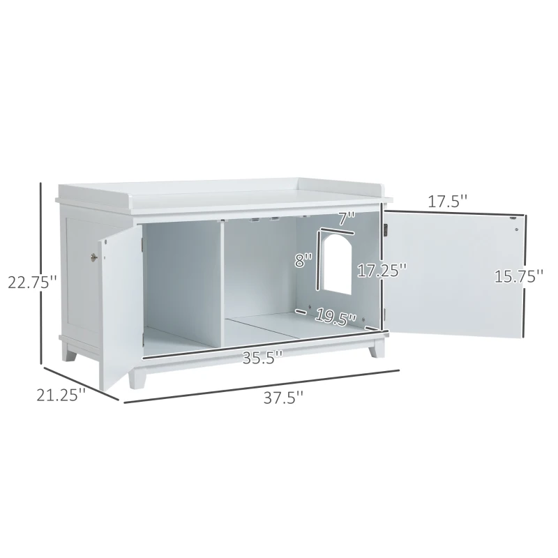 PawHut Cat Litter Box Furniture with Large Hidden Storage