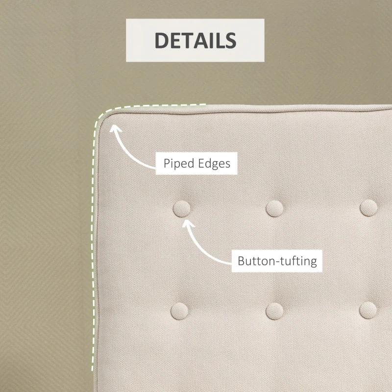 HOMCOM Manual Recliner, Fabric Tufted Club Chair, Home Theater Seating Reclining Sofa for Living Room, Cream White