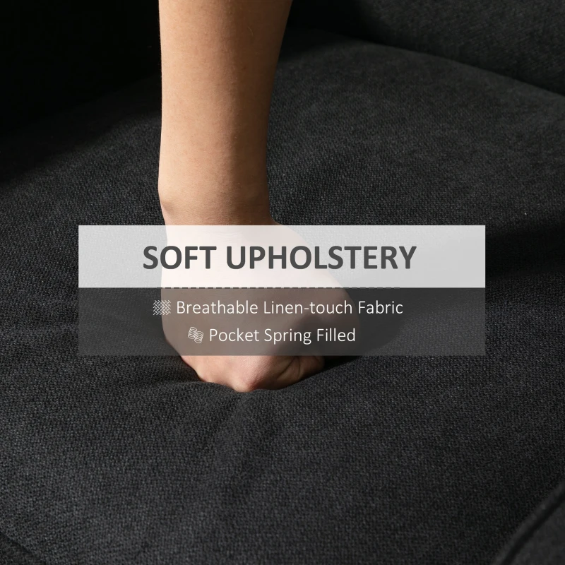 HOMCOM Manual Recliner, Fabric Tufted Club Chair, Home Theater Seating Reclining Sofa for Living Room, Black