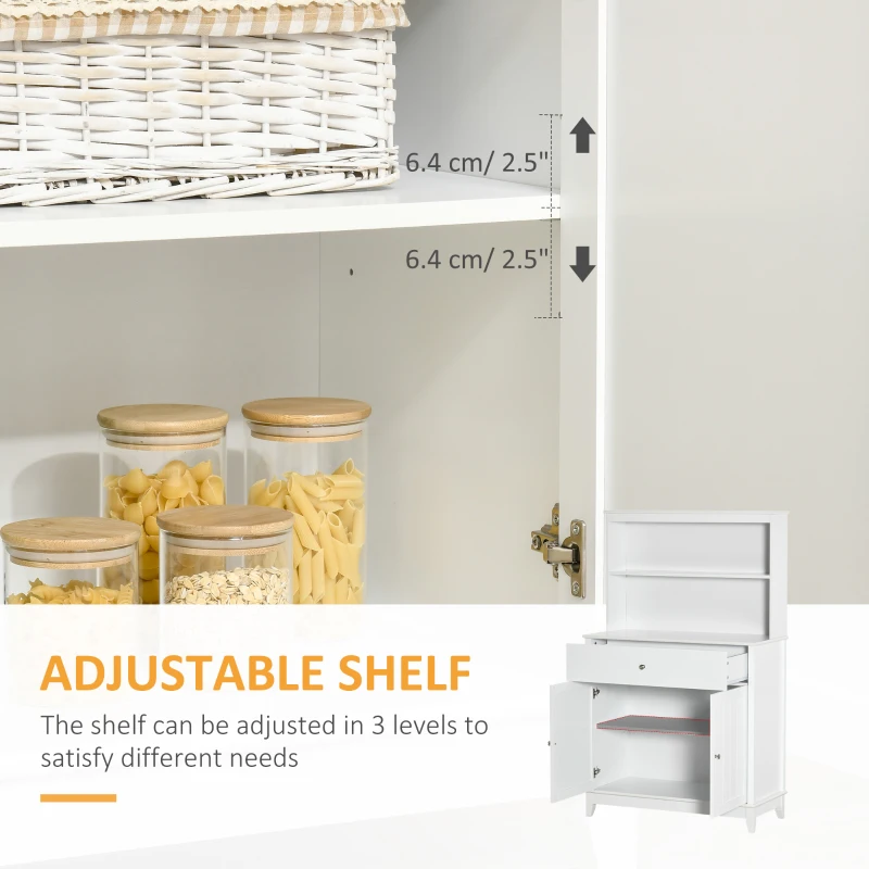 HOMCOM Modern 58" Kitchen Buffet with Hutch, Microwave Cabinet with Drawer and Storage Cupboard for Dining Room, White