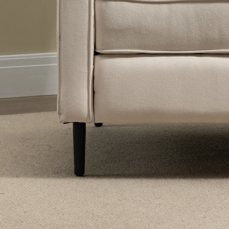 HOMCOM Manual Recliner, Fabric Tufted Club Chair, Home Theater Seating Reclining Sofa for Living Room, Cream White