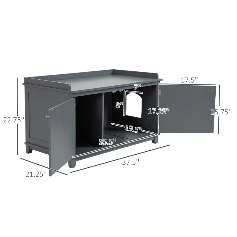 PawHut Cat Litter Box Furniture with Large Hidden Storage