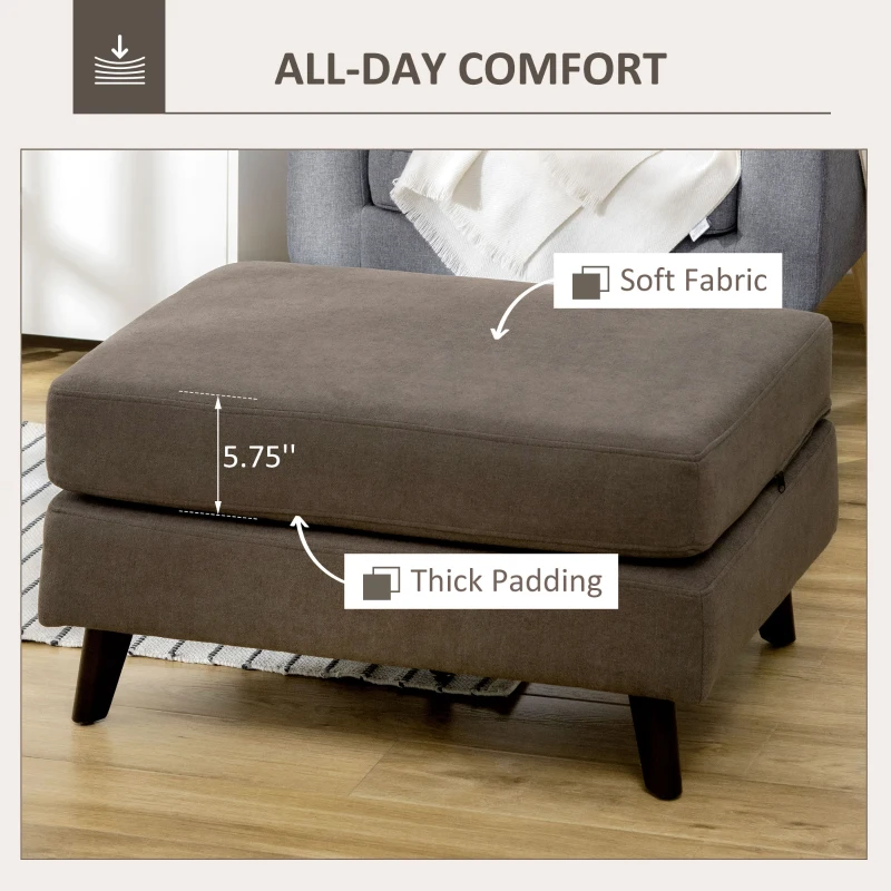 HOMCOM Folding Ottoman Sleeper, Convertible Fabric Bed, Brown